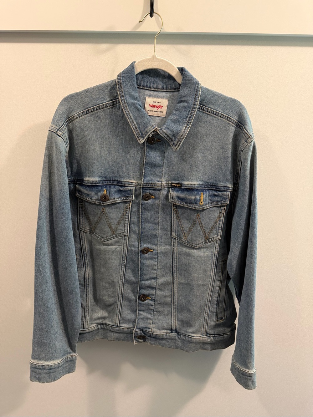 Wrangler Denim Jacket in Light Blue with Contrast Stitching